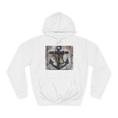 Nautical Anchor — Heavyweight Graphic Hoodie — Brushed-Fleece Hood & Pouch Pocket Detail