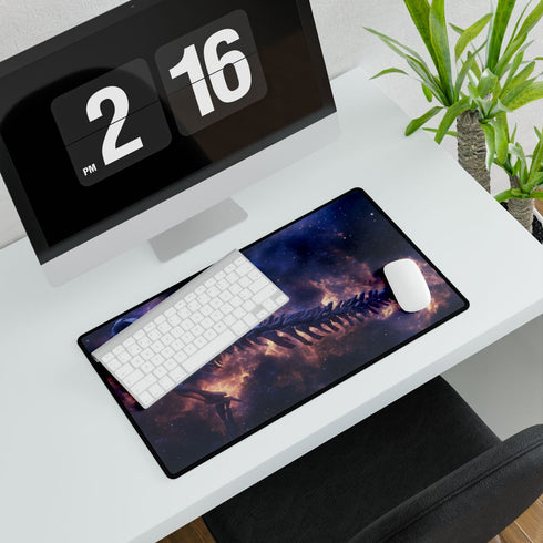 Nebula Forming Dragon Skeleton — XL & XXL Desk Mat — Gaming & Workspace Desk Setup View