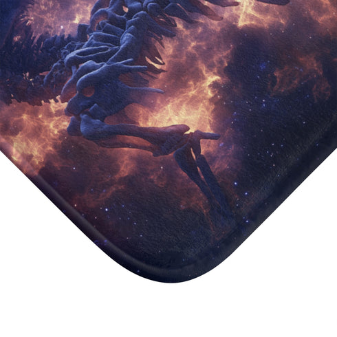 Nebula Forming Dragon Skeleton — Memory Foam Bath Mat — Microfibre Texture Close-Up View