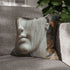 Nebula Inside Cracked Marble Statue — Faux Suede Cushion Cover — Sofa & Living Room Lifestyle View