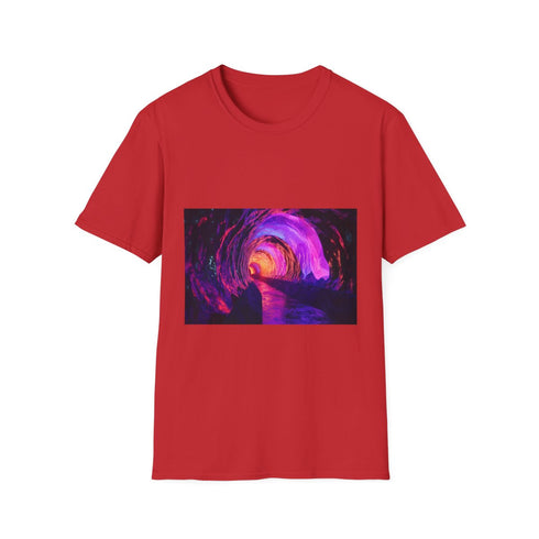 Neon Cave Opening Into Timeless Void Graphic Unisex Softstyle T-Shirt - Red Variant