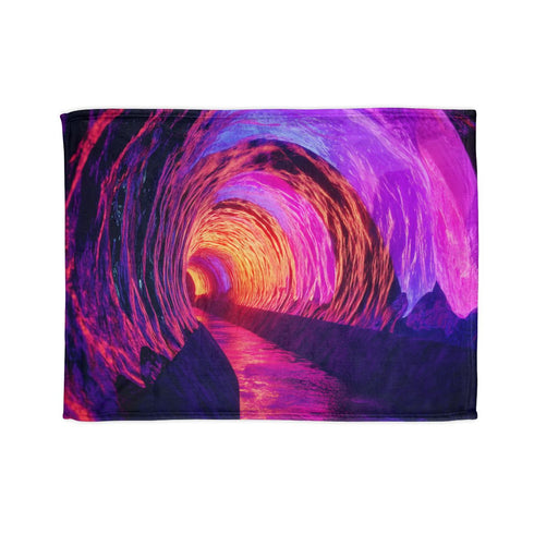 Neon Cave Opening into Timeless Void Plush Fleece Throw Blanket