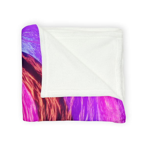 Neon Cave Opening into Timeless Void Plush Fleece Throw Blanket