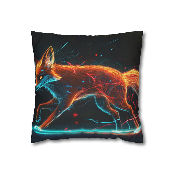 Neon Fox Chasing Light Trails (Edition IV) — Double-Sided Cushion Cover — Front Double-Sided Cushion View