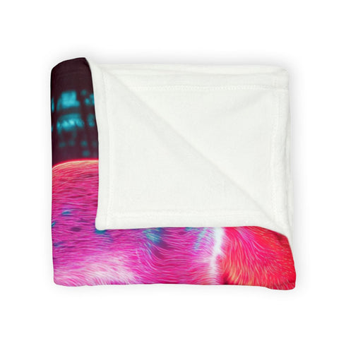 Neon Fox Chasing Light Trails — 50×60 Plush Throw Blanket — Draped Over Sofa & Bed Lifestyle View