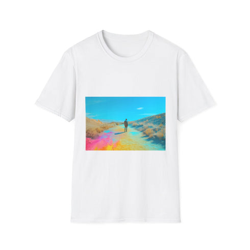 Neon Tide Washing Over Desert Graphic Unisex Softstyle T-Shirt - Front View
