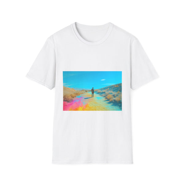 Neon Tide Washing Over Desert Graphic Unisex Softstyle T-Shirt - Front View