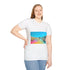 Neon Tide Washing Over Desert Graphic Unisex Softstyle T-Shirt - Model View