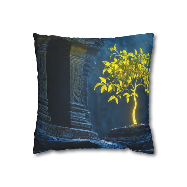 Neon Tree Sprouting from Stone Temple (Edition III) — Double-Sided Cushion Cover — Front Double-Sided Cushion View