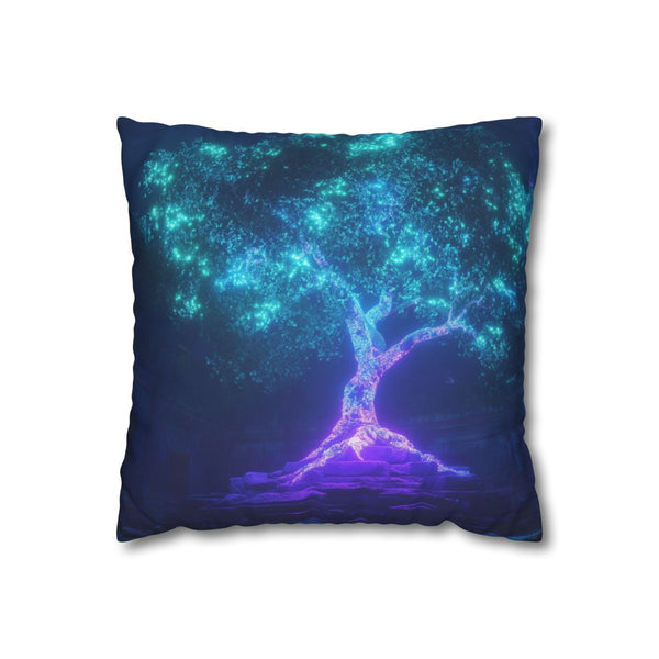 Neon Tree Sprouting from Stone Temple (Edition V) — Double-Sided Cushion Cover — Front Double-Sided Cushion View