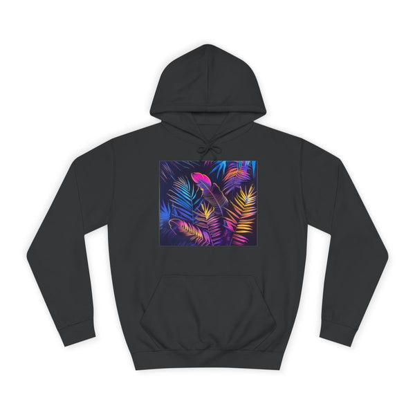 Neon Tropical Leaves — Heavyweight Graphic Hoodie — Front Heavyweight Fleece Hoodie View