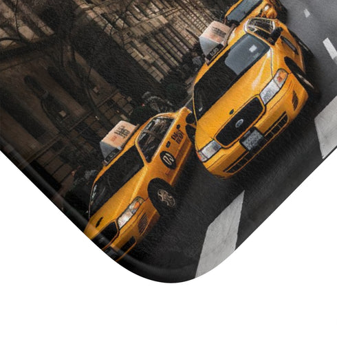 New York Cabs — Non-Slip Bath Mat — Cushioned Memory Foam & Non-Slip Backing Detail