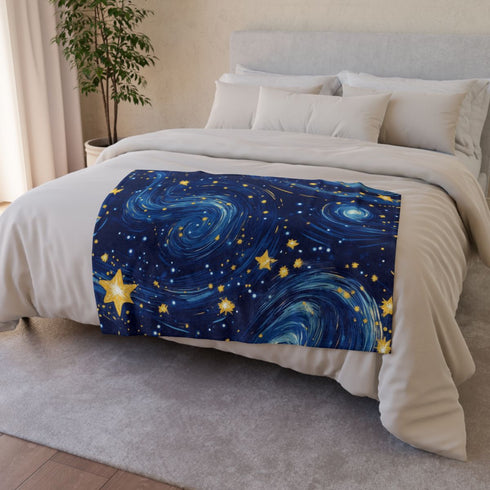 Night Pattern Seamless (Edition IV) — 50×60 Plush Throw Blanket — Draped Over Sofa & Bed Lifestyle View