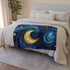 Night Pattern Seamless — Plush Fleece Throw Blanket — Draped Over Sofa & Bed Lifestyle View