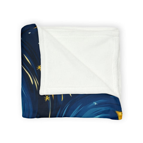 Night Pattern Seamless — Plush Fleece Throw Blanket — 300 GSM Plush Coral Fleece Texture Close-Up