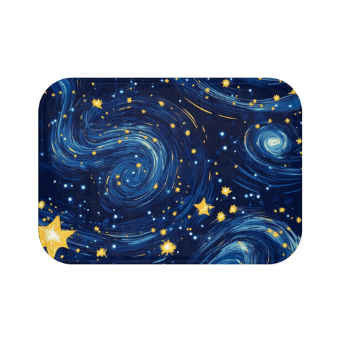 Night Pattern Seamless (Edition V) — 61×43 Memory Foam Bath Mat — Top-Down Velvet Microfibre Artwork View