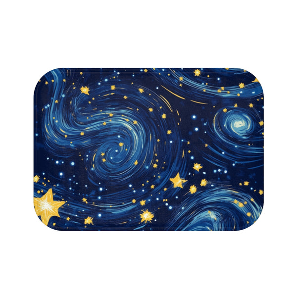 Night Pattern Seamless (Edition V) — 61×43 Memory Foam Bath Mat — Top-Down Velvet Microfibre Artwork View