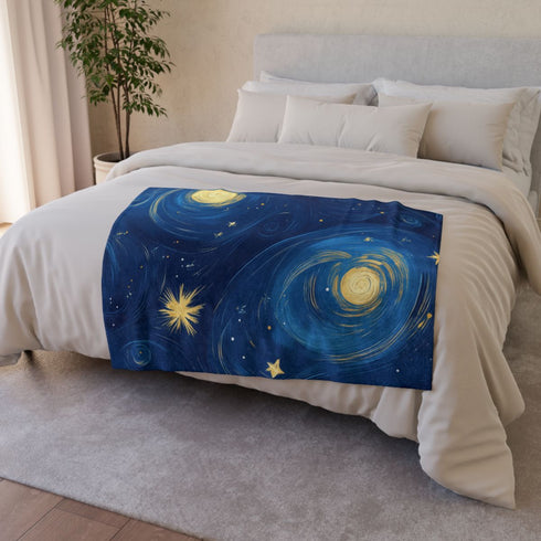 Night Pattern Seamless (Edition V) — 50×60 Plush Throw Blanket — Draped Over Sofa & Bed Lifestyle View