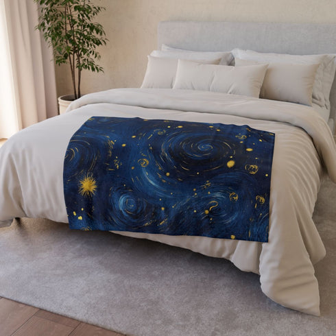 Night Pattern Seamless (Edition X) — 50×60 Plush Throw Blanket — Draped Over Sofa & Bed Lifestyle View