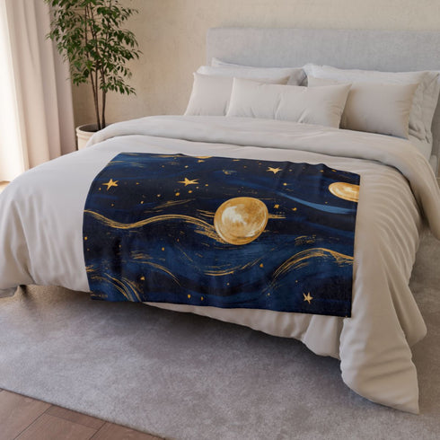 Night Pattern Seamless (Edition XV) — 50×60 Plush Throw Blanket — Draped Over Sofa & Bed Lifestyle View