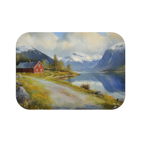 Norway Countryside Norway Painting (Edition VIII) — Memory Foam Bath Mat — Top-Down Memory Foam Bath Mat View
