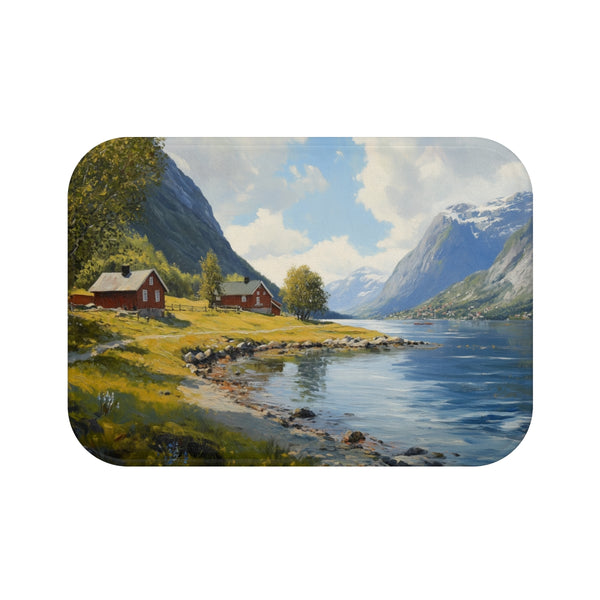 Norway Countryside Norway Painting (Edition XII) — Memory Foam Bath Mat — Top-Down Memory Foam Bath Mat View