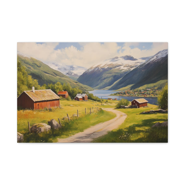 Norway Countryside Norway Painting (Edition XIII) — 24×16 Canvas Wall Art — Front Gallery-Wrapped Canvas View
