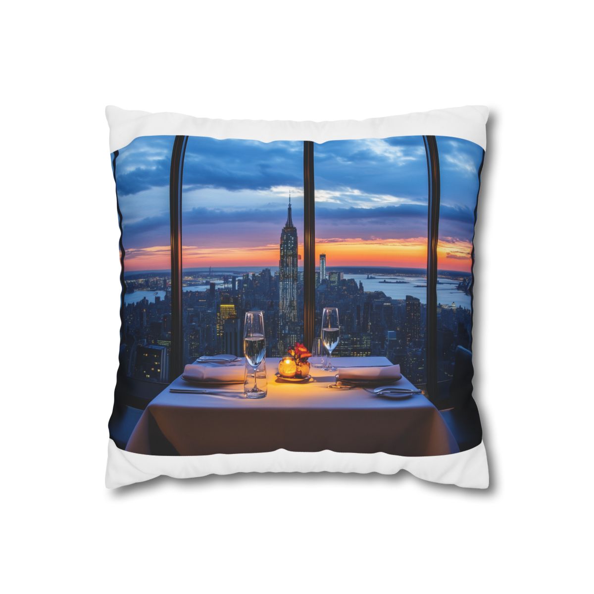 NYC Skyline Sunset Pillowcase: Dreamy Cityscape Design