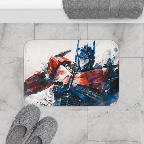 Optimus Prime Watercolor — Non-Slip Bath Mat — Bathroom Floor Lifestyle View
