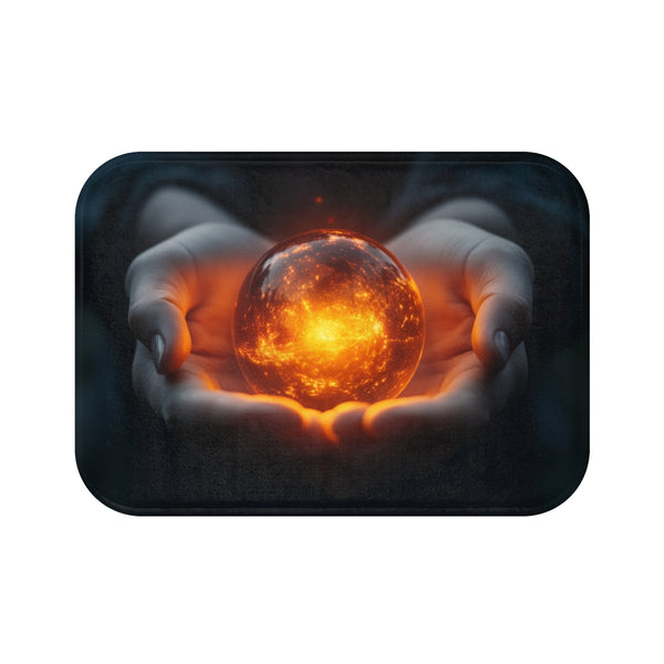 Orb of Memories Glowing in Hands (Edition II) — Memory Foam Bath Mat — Top-Down Memory Foam Bath Mat View