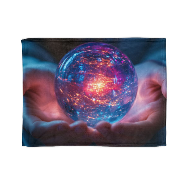 Orb of Memories Glowing in Hands (Edition II) — Plush Fleece Throw Blanket — Full Spread Plush Fleece Artwork View