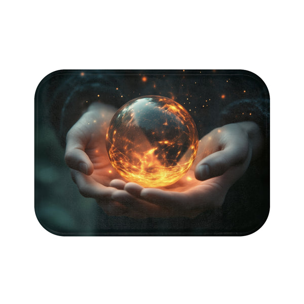 Orb of Memories Glowing in Hands (Edition IV) — Memory Foam Bath Mat — Top-Down Memory Foam Bath Mat View