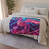Origami Dragon over a Neon Grid — 50×60 Plush Throw Blanket — 300 GSM Plush Coral Fleece Texture Close-Up