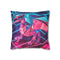 Origami Dragon Over Neon Grid — Double-Sided Cushion Cover — Front Double-Sided Cushion View