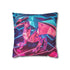 Origami Dragon Over Neon Grid — Double-Sided Cushion Cover — Front Double-Sided Cushion View