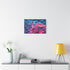Origami Dragon over Neon Grid — Stretched Canvas Wall Art — Living Room Wall Lifestyle View