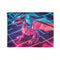 Origami Dragon Over Neon Grid — Plush Fleece Throw Blanket — Full Spread Plush Fleece Artwork View