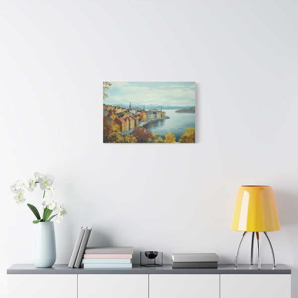 Oslo Norway Painting (Edition IV) — Stretched Canvas Wall Art — Living Room Wall Lifestyle View