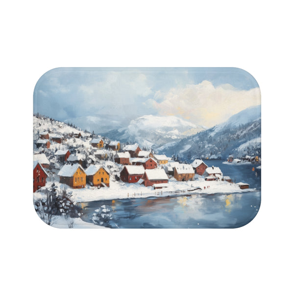 Oslo Norway Painting (Edition XI) — 61×43 Memory Foam Bath Mat — Top-Down Velvet Microfibre Artwork View