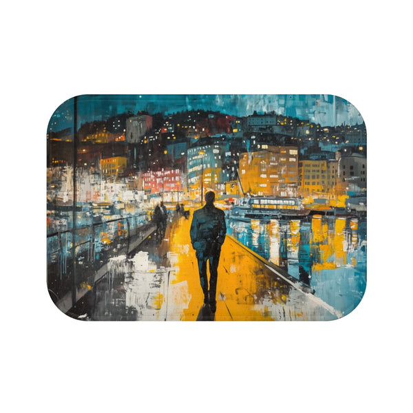 Oslo Norway Painting (Edition XII) — 61×43 Memory Foam Bath Mat — Top-Down Velvet Microfibre Artwork View