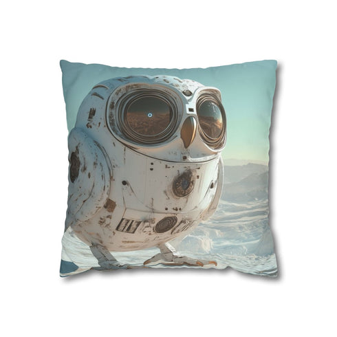 Owl Shaped Spacecraft Landing on Ice — Double-Sided Cushion Cover — Front Double-Sided Cushion View