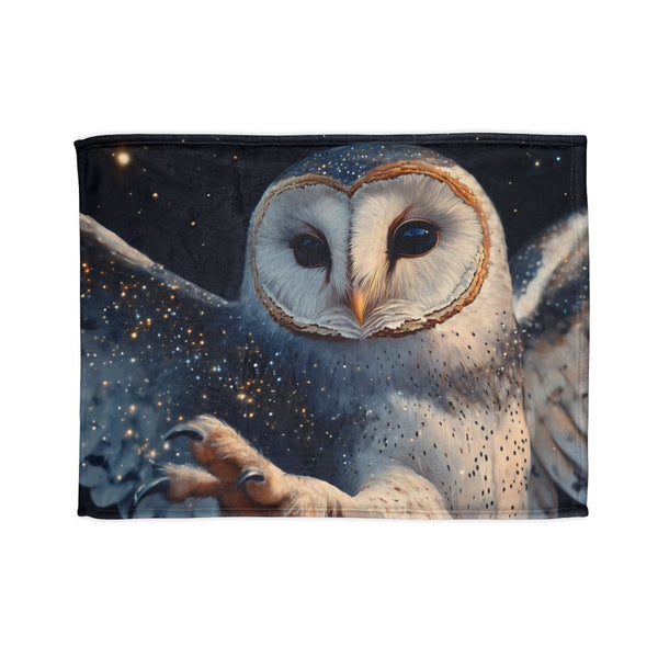 Owl with Constellation Wings (Edition III) — Plush Fleece Throw Blanket — Full Spread Plush Fleece Artwork View