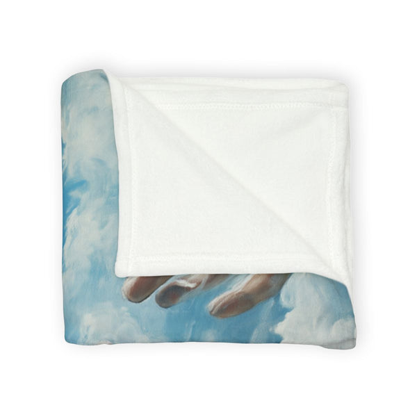 Painted Clouds Forming Human Hands Plush Fleece Throw Blanket