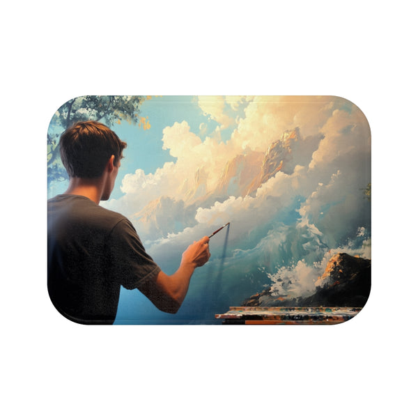 Painter Creating Real Worlds with Brush (Edition III) — Memory Foam Bath Mat — Top-Down Memory Foam Bath Mat View