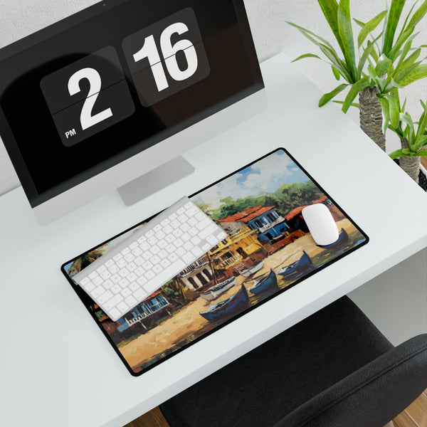 Panaji Goa Painting (Edition II) — XXL Gaming Desk Mat — Gaming & Workspace Desk Setup View