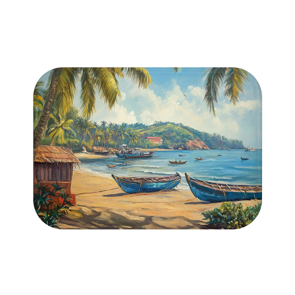Panaji Goa Painting (Edition III) — 61×43 Memory Foam Bath Mat — Top-Down Velvet Microfibre Artwork View
