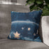 Paper Stars Falling into Dream Lake — Faux Suede Cushion Cover — Sofa & Living Room Lifestyle View
