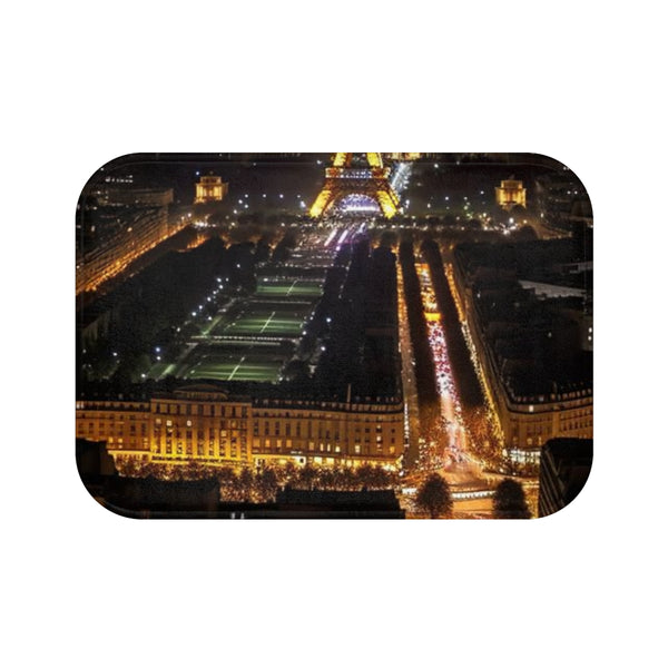 Paris Night — Non-Slip Bath Mat — Top-Down Velvet Microfibre Artwork View