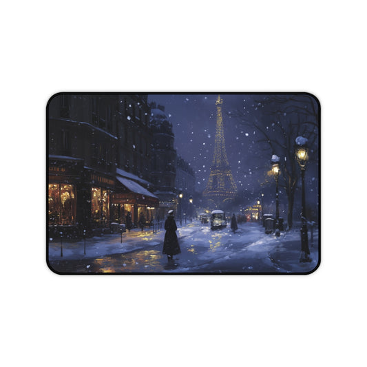 "Paris Snow Night Desk Mat"