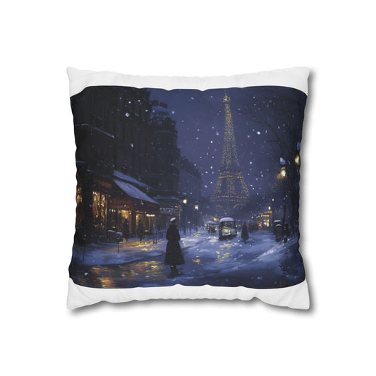 Paris Snow Night Pillow Case